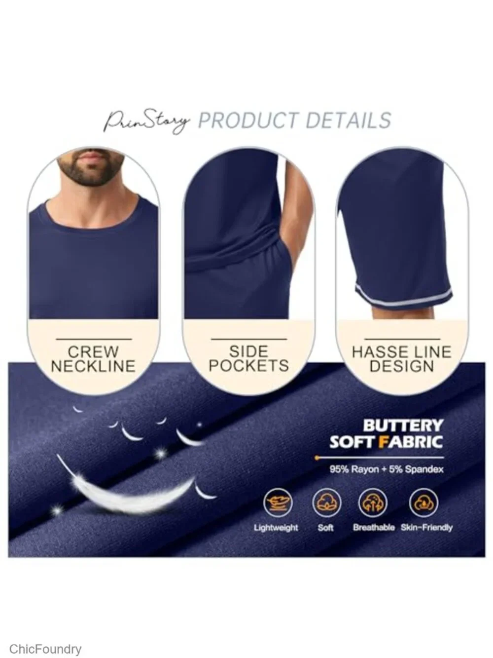 Men's Pajama Set 2 Piece Soft Rayon Blend Short Sleeve Lounge Wear with Pockets